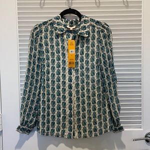 Tory Burch button down 100% silk shirt